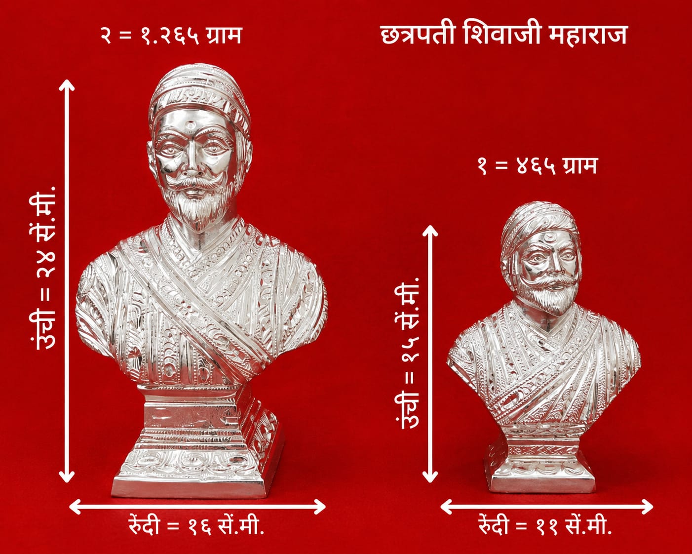 Premium White Metal Chhatrapati Shivaji Maharaj Bust Statue | Decorative & Devghar Idol