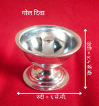 Gol Diva | Premium White Metal Deep Diya | Single Jyot Oil Lamp Bowl for Pooja & Mandir Use