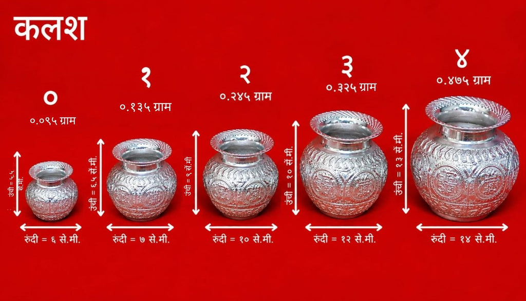 Premium White Metal Kalash | Decorative Pooja Kalash for Coconut Setup, Mandir & Ritual Use