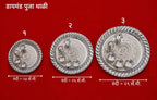 Premium Diamond Pooja Thali Set with Diya  | White Metal Aarti Thali for Festivals & Rituals