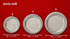 Diamond thali | premium White Metal Pooja Thali | Silver Finish Decorative Plate for Mandir & Ritual Use