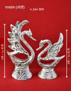 Luxury White Metal Swan Pair Showpiece | Elegant Duck Couple Statue with Premium Finish for Home Décor