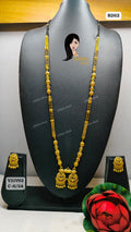 Traditional Gold-Plated Long Mangalsutra Set with Matching Earrings - Style 5