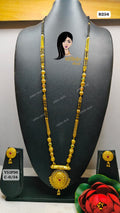 Traditional Gold-Plated Long Mangalsutra Set with Matching Earrings - Style 2