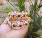 Moti Beads Floral Bangles Set